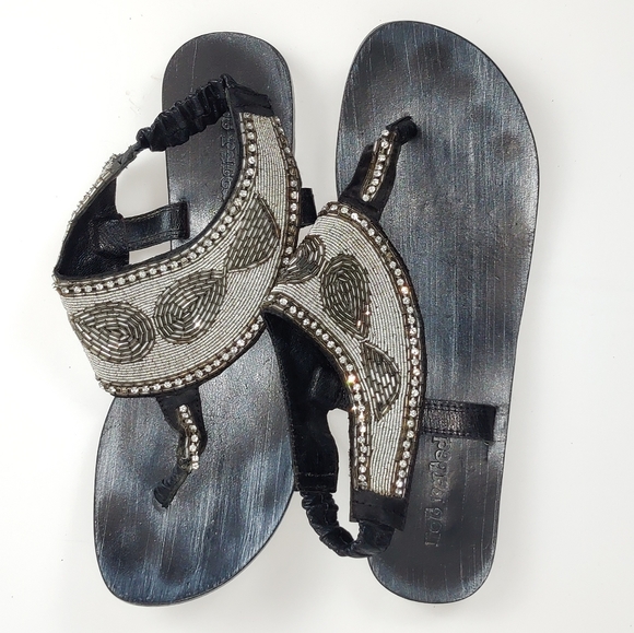 Not Rated Beaded Sandals Size 10 | Spring Summer Casual Boho Bohemian Going Out - Picture 1 of 7